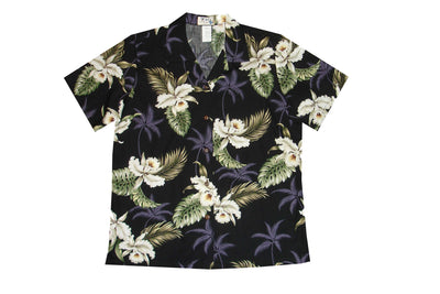 Women Camp Shirt Hawaiian Aloha Shirt Classic Orchid Design