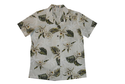 Women Camp Shirt Hawaiian Aloha Shirt Classic Orchid Design