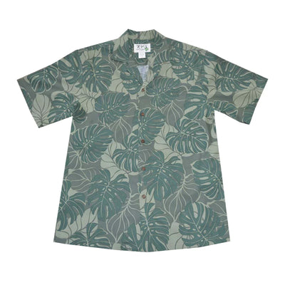 Cotton Hawaiian Shirt Monstera Deliciosa-Green