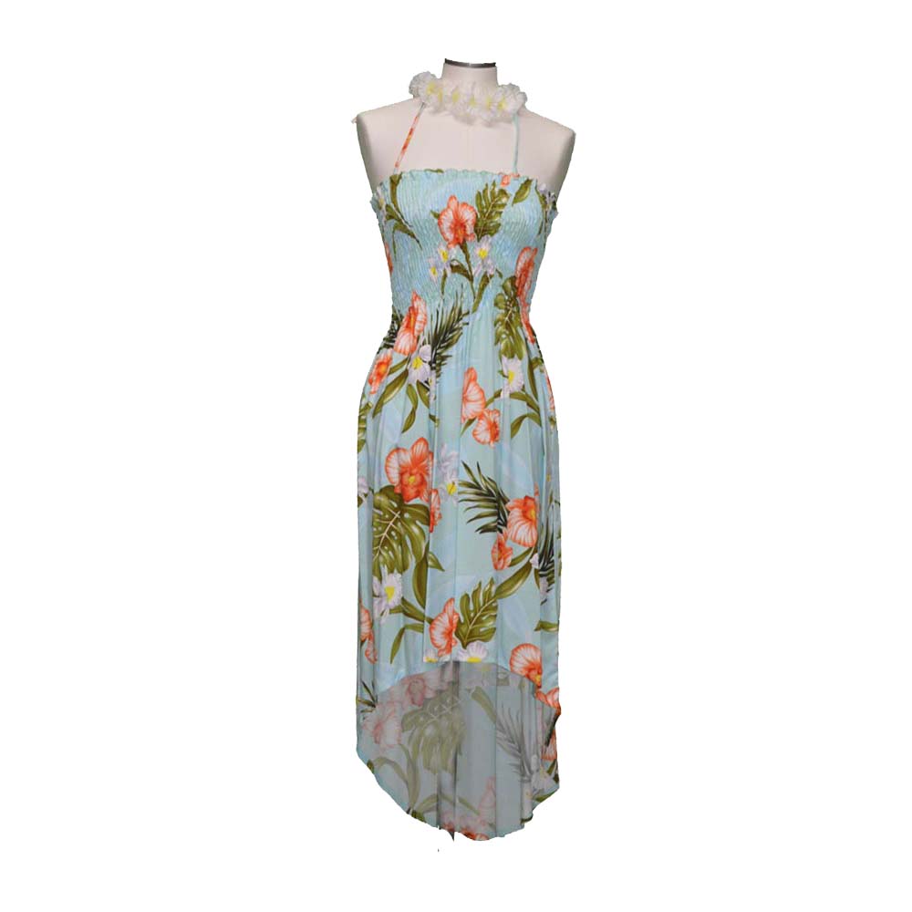 knee length dresses for ladies Akupu Orchid Hawaiian Rayon Dress – KY'S ALOHA SHIRTS