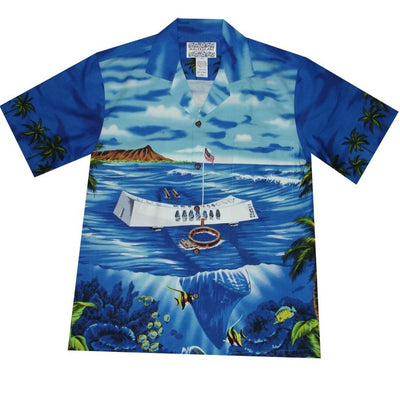 Close-up of matched pocket and button alignment – Pearl Harbor cotton shirt