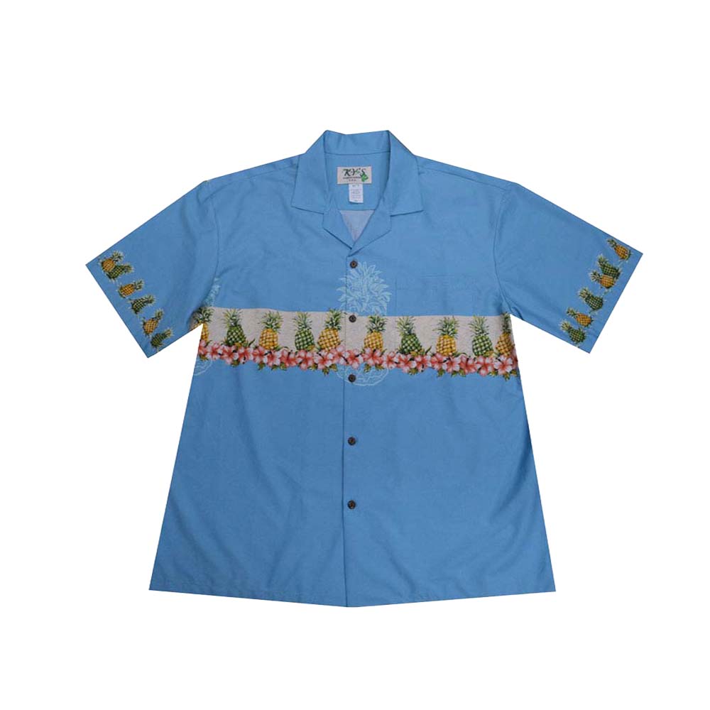 Cotton Hawaiian Shirt Pineapple-Blue