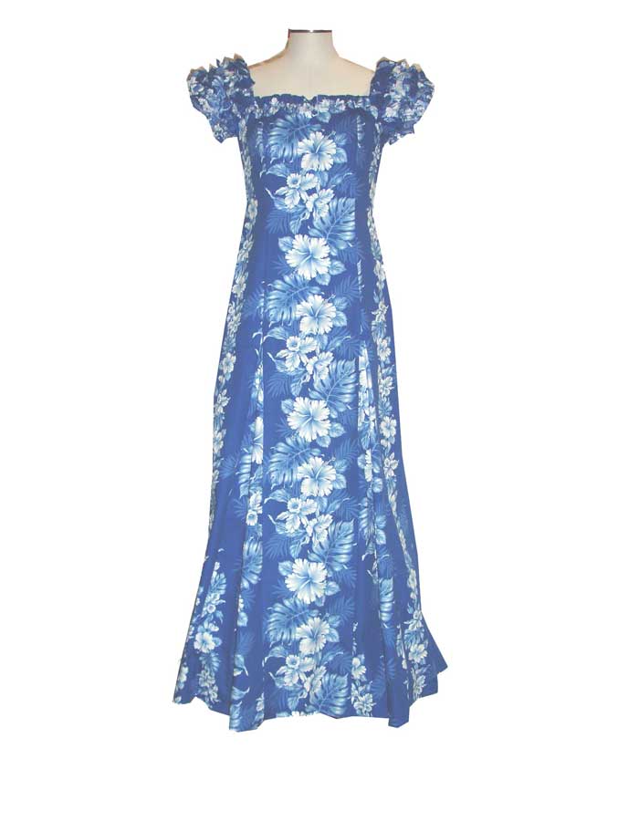 Hibiscus White Panel Hawaiian Muumuu Dress Hibiscus White Panel Hawaiian Muumuu Dress