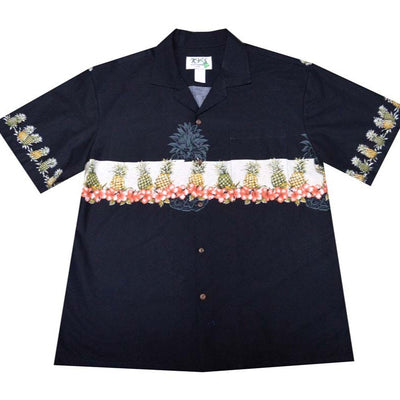 Hawaii Pineapple border design men’s Hawaiian shirt – 100% cotton by Ky’s®