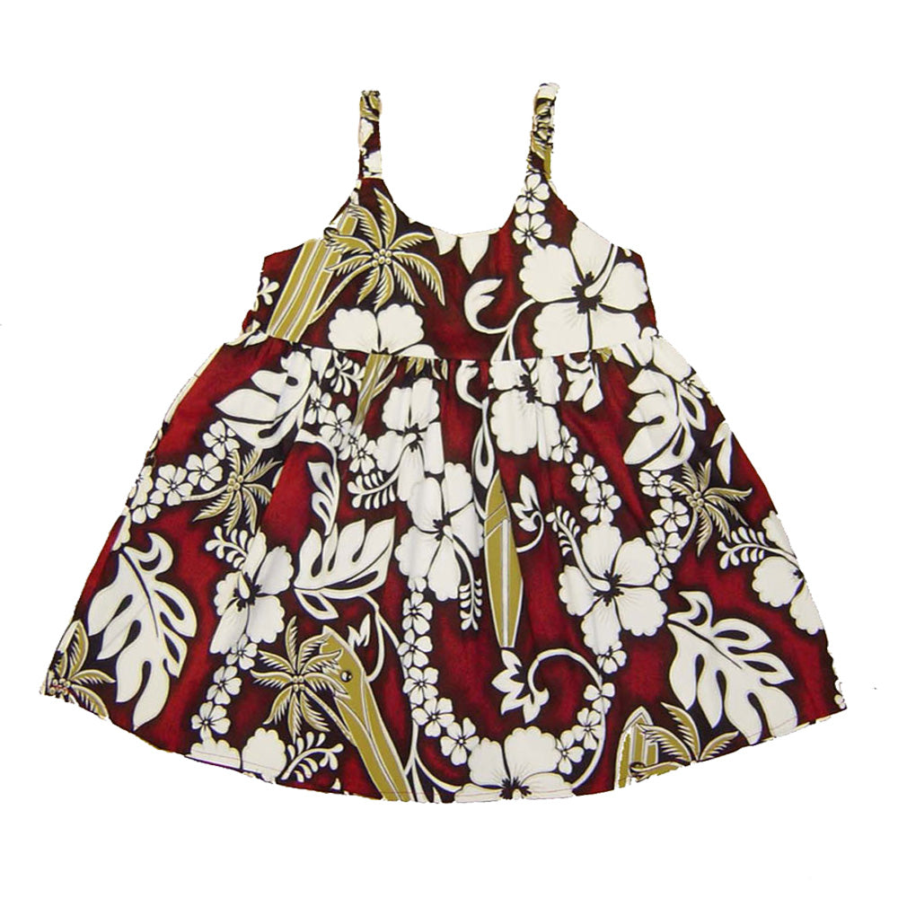 Hibiscus Leis Cotton Hawaiian Bungee Girls Dress