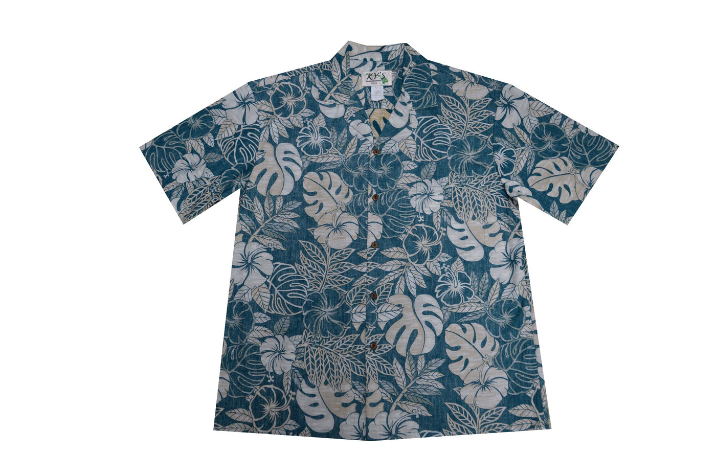 Ky's Hawaiian Reverse Shirt Vintage Monstera - Green