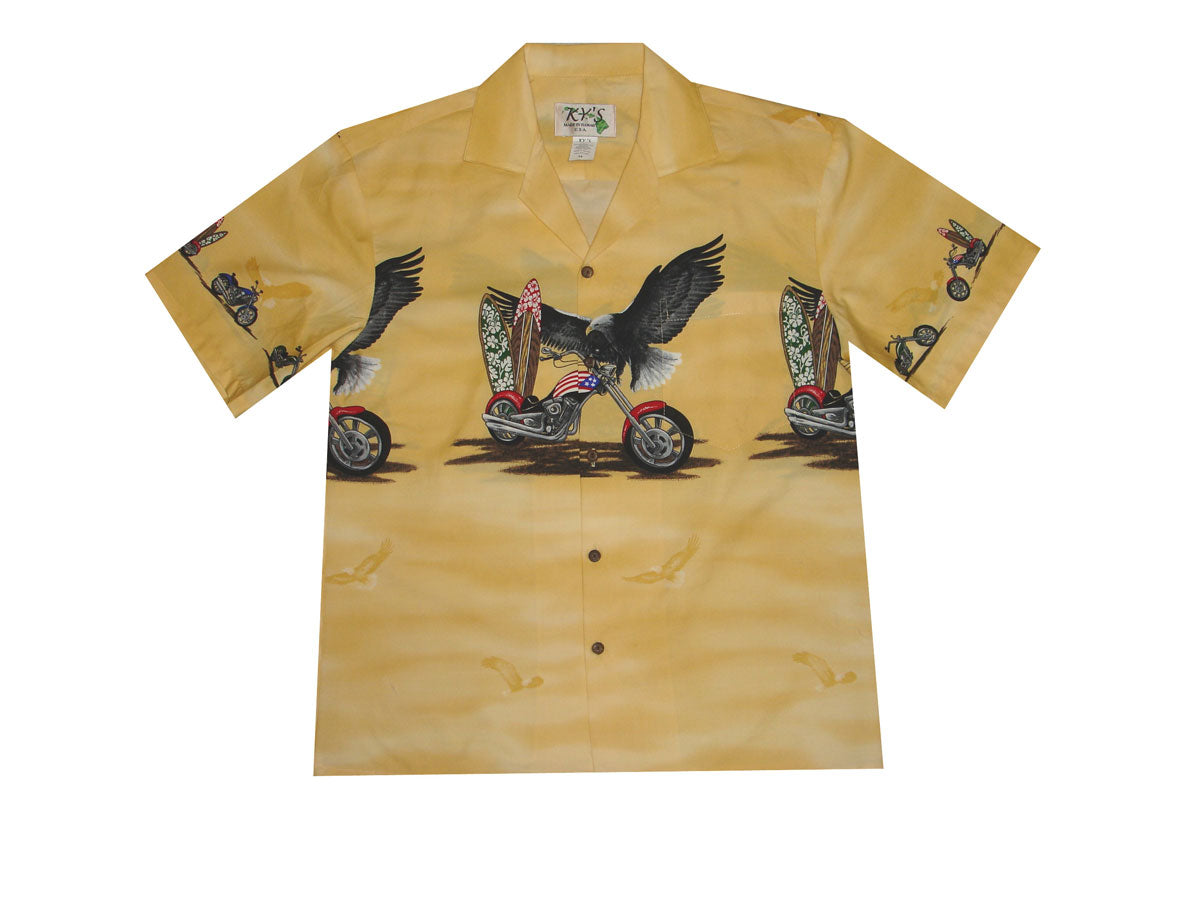 Eagle Motorcycle Hawaiian Shirt – border design, made in Honolulu