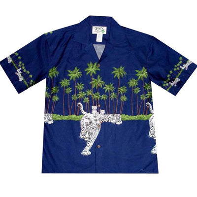 White Tiger border aloha shirt for men – Ky’s handcrafted