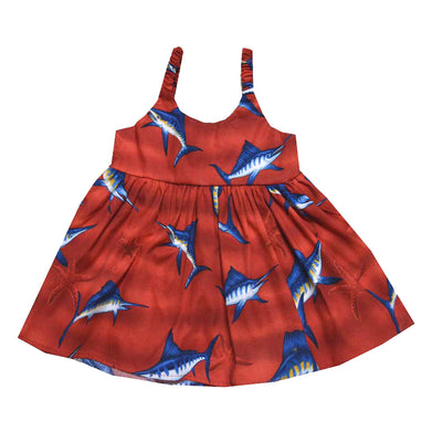 Marlin Fish Cotton Hawaiian Bungee Girls Dress