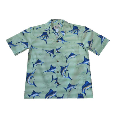 Marlin Fish Cotton Men's Aloha Shirt
