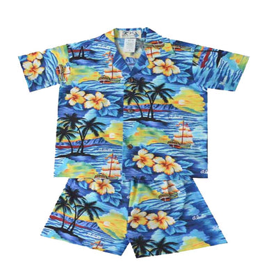 Cotton Baby Hawaiian Shirt With Hawaii Sunset