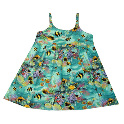 Ocean Fishes Cotton Hawaiian Bungee Girls Dress