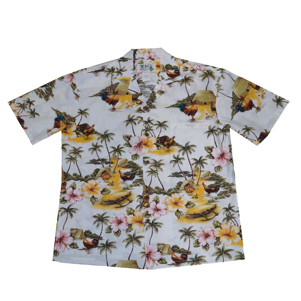 Hawaii Rooster Cotton Men's Aloha Shirt