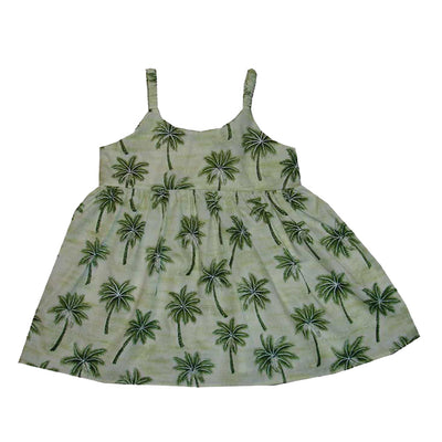 Palm Trees Cotton Hawaiian Bungee Girls Dress