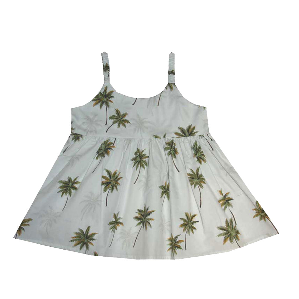 Palm Trees Island Cotton Hawaiian Bungee Girls Dress