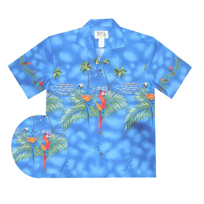 Parrot Island Cotton Big Aloha Shirt For Men
