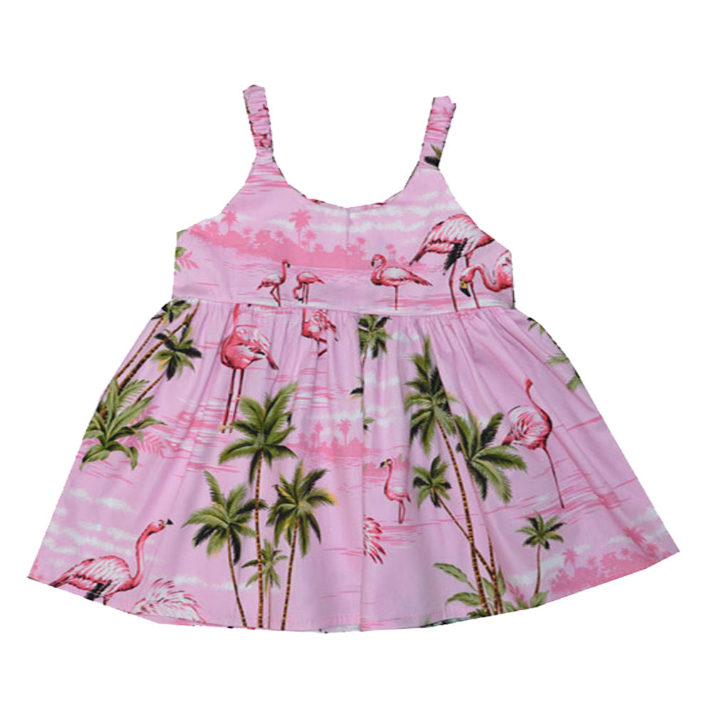 Pink Flamongo Cotton Hawaiian Bungee Girls Dress