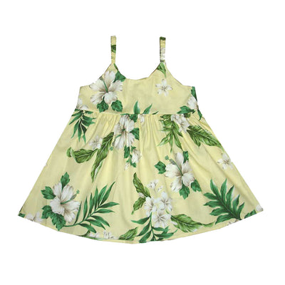 Plumeria Hibiscus Cotton Hawaiian Bungee Girls Dress