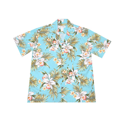 Classic Orchid rayon Hawaiian shirt for men by Ky’s®, authentic Aloha shirt made in Hawaii with orchid floral print
