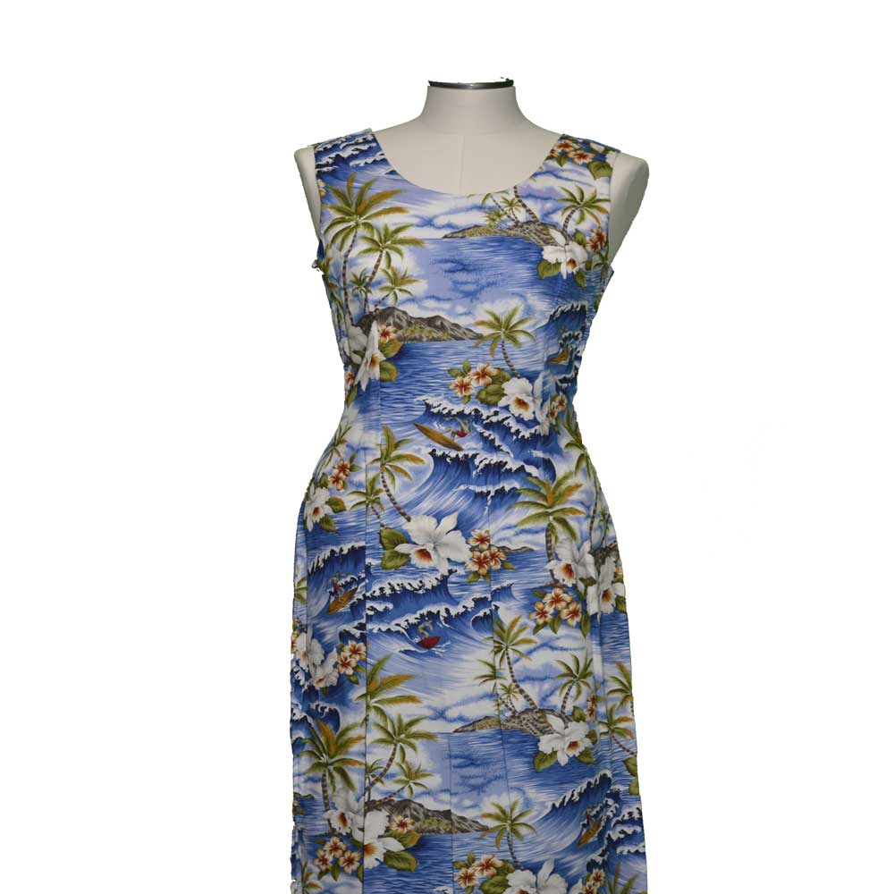Manoa Hibiscus Rayon Long Hawaiian Tank Dresses
