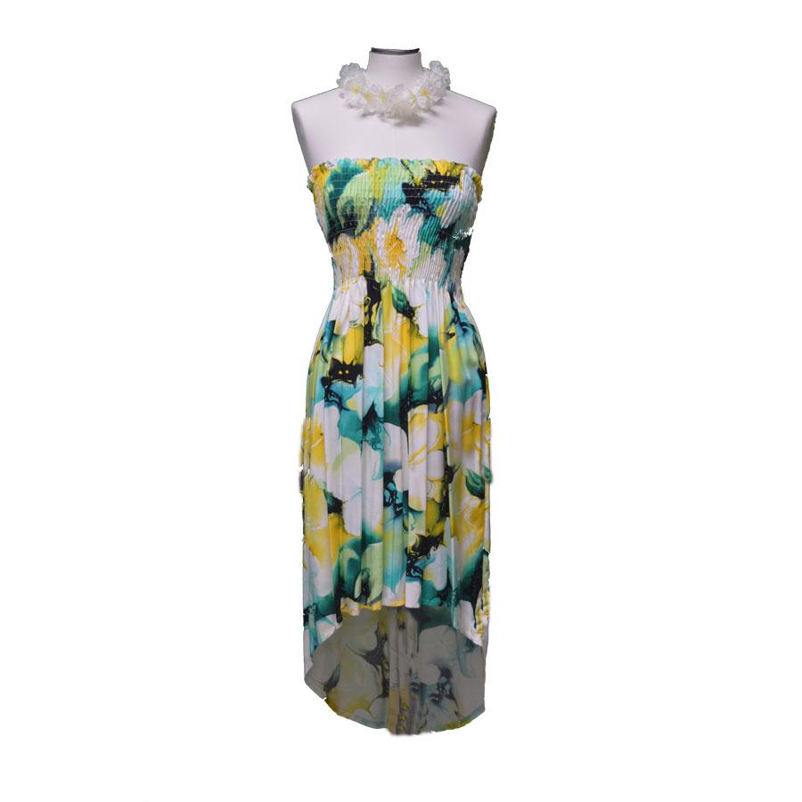knee length dresses for ladies Retro Pineapples Midi Hawaiian Dress Black / L