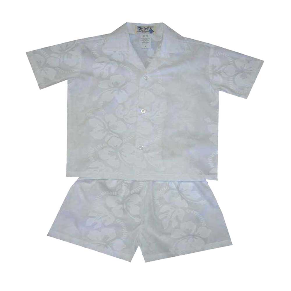 Cotton Baby Hawaiian Shirt With White Hibiscus Panel