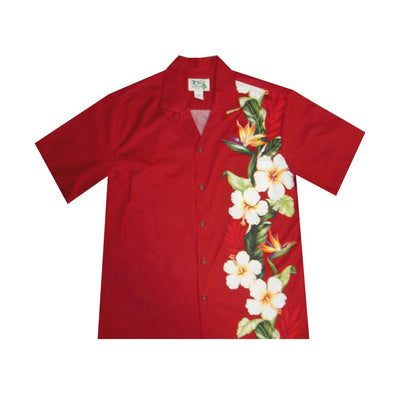 White Hibiscus Shining Cotton Men's Aloha Shirts Made In Hawaii