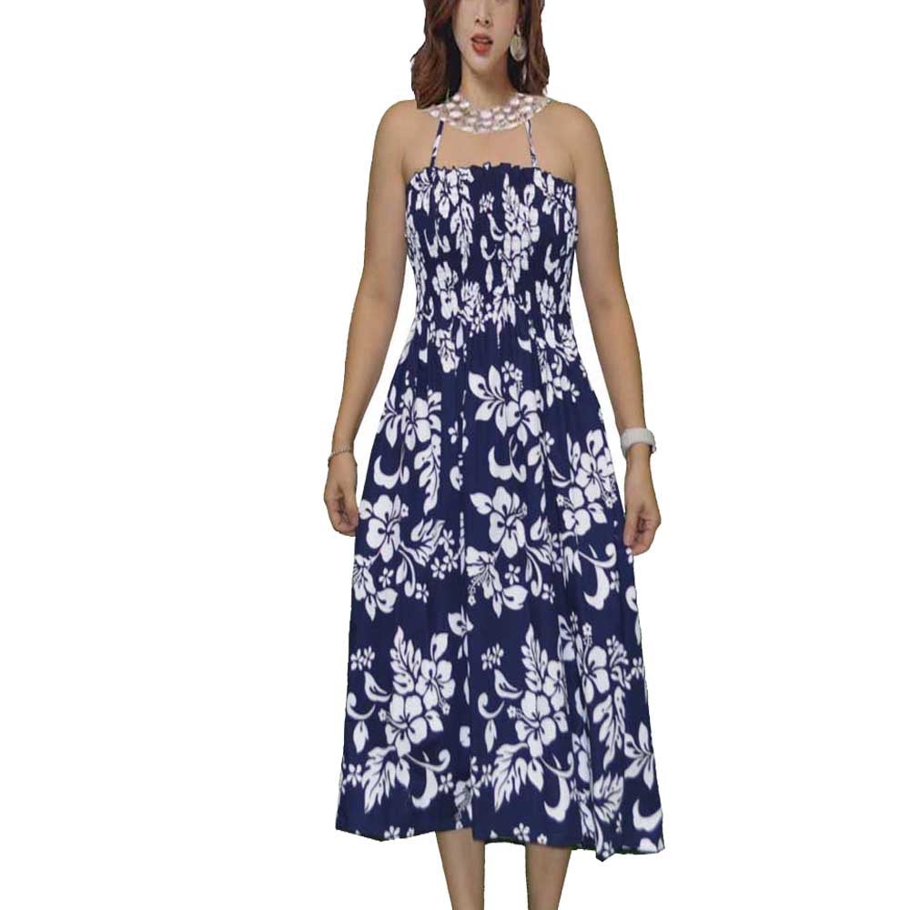 Island Hibiscus Maxi Hawaiian Summer Smock Dress